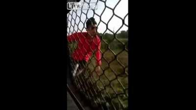 Don't hang off of trains