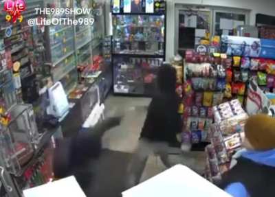 man deflects knife attack