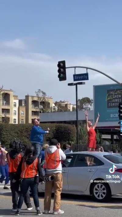 James Carden stopping traffic