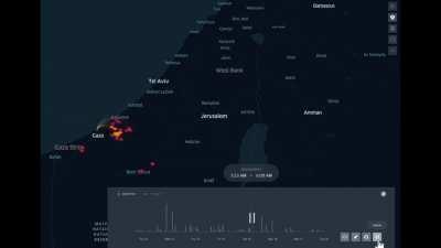 All rockets launched towards Israel so far shown on a map minute by minute