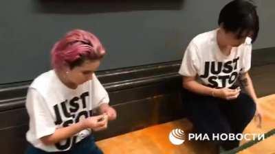 Vandals from the British environmental movement destroyed Van Gogh's Sunflowers with tomato soup at London's National Gallery. The masterpiece is worth over $84M