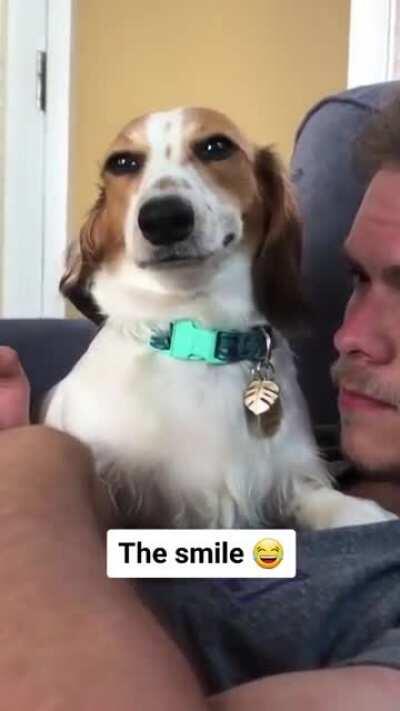 That smile when you see your girlfriend is in mood :D