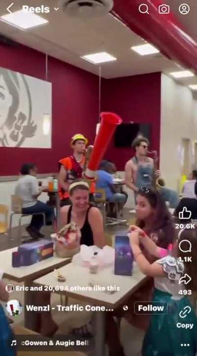 Poor baby girl just trying to eat some Wendy’s