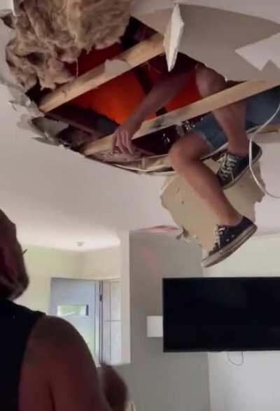 Casually fighting off house fire