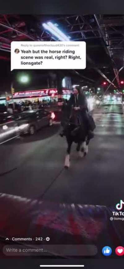 Keanu and his trusty steed BTS on John Wick Chapter 3: Parabellum
