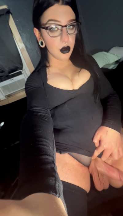 Would you let me slap my fat semi hard girl cock on your face until it was rock hard and throbbing?