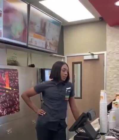 Just imagine if you will.... a white lady in place of the black lady (the irate one not the one trying to do her job)