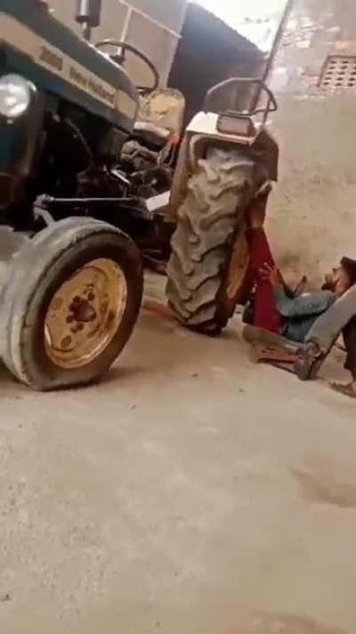 When your leg is the floor jack.......