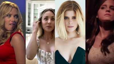 Pick one as your submissive fucktoy and one as your domme (Scarlett Johansson , Kaley Couco, Kate Mara, Emma Watson)