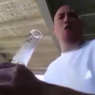 Dude attempts to bong rip a Carolina Reaper, nearly melts his lungs.