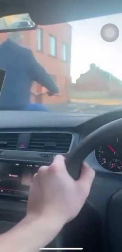 Idiot in car purposely hits cyclist in Ireland.