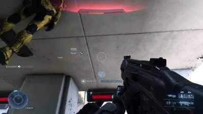 Smashing a Spartans head through the ceiling