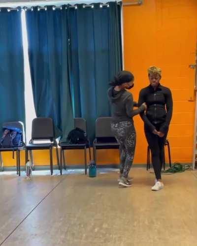 Halle with Phylicia Pearl Mpasi in rehearsal