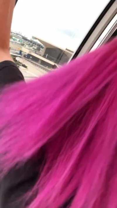 Riding him on the tram ride between terminals!! Boarded the plane with my pussy full of his cum 🙈🙈 [gif]