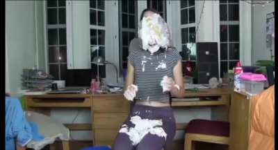 Cutie gets pied and slimed by her two girlfriends