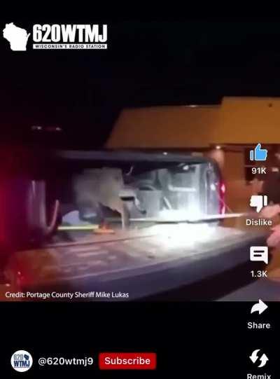 Deputies arresting a hitchhiker