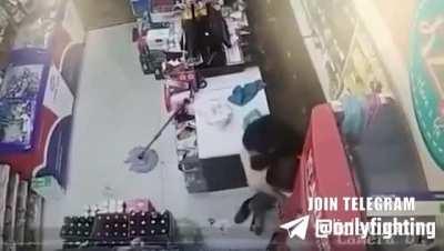 Robber passes out after a few beers, pussy