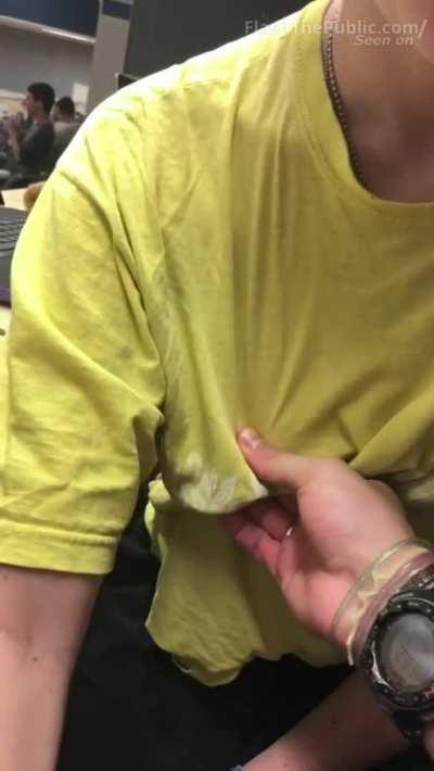 Real College Slut Flashes Her Tits & S In Class