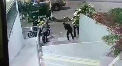 Walks away, then turns around