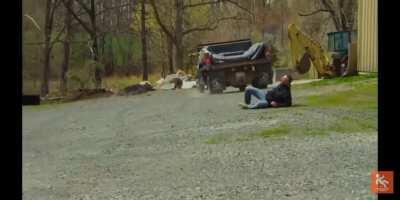 Trying to jump from a roof onto a vehicle