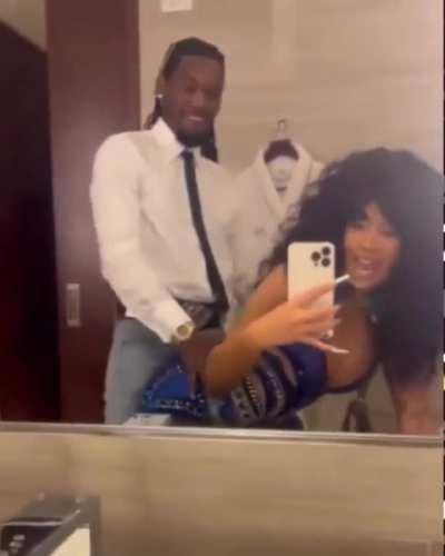 Cardi B and Offset Backstage 