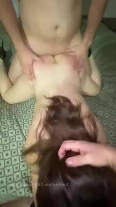 My husband forcing my head down his cock while I get fucked [Sound on, click redgifs]