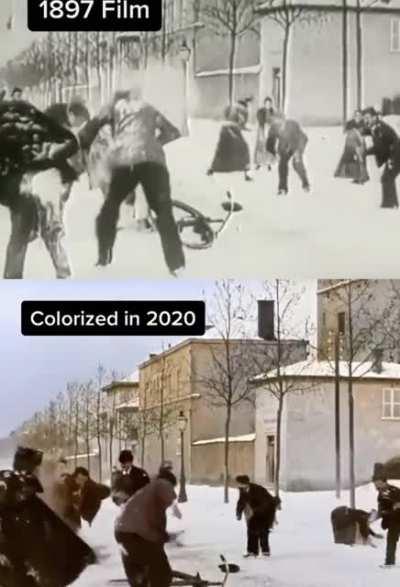 1897 movie scene colorized