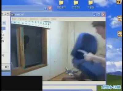 Casually presents the broken window.