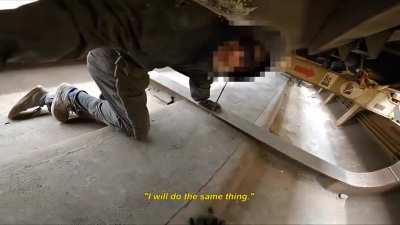 Train surfer looking for a hiding spot