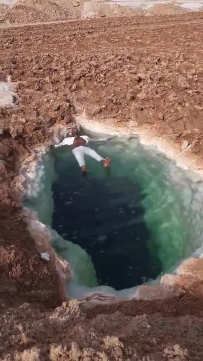 The water in Siwa Oasis, Egypt has such a high concentration of salt that it is impossible to sink in it