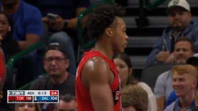 [Highlight] Scottie Barnes rebounds and goes coast to coast past everybody for the layup and one