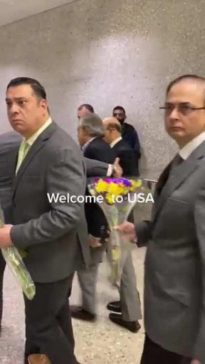 Pakistan's finance minister and his entourage at a US airport