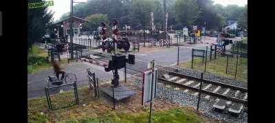 Somebody nearly got hit by train. Still unknown what her reason for crossing over twice was.