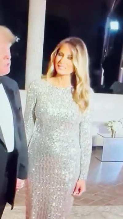 Melania Trump using every ounce of will power she can muster to smile for half a second while holding Donald Trump’s tiny hand.