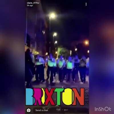 Last night in Brixton, London - police got ran out of town and got their vehicles smashed up by angry mob.
