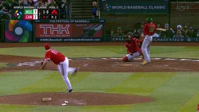 [Highlight] Arozarena gets hit on a 3-0 pitch and Canada HBPs home a run