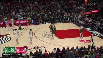 [Highlight] Dame defies all logic as he drills the standing three right past the halfcourt line