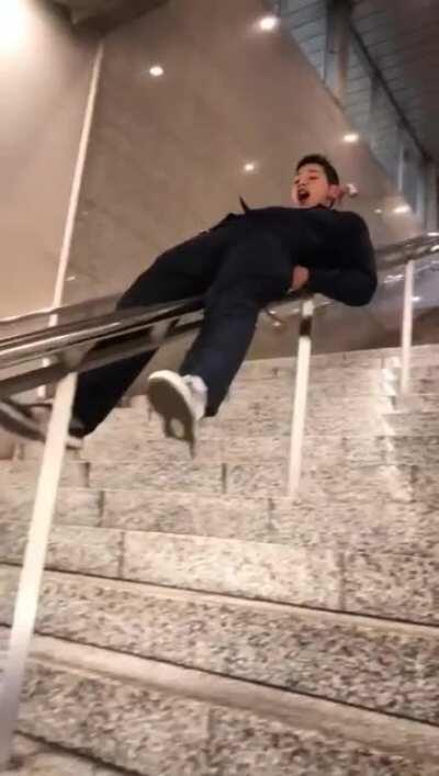 HMB while I slide down the stairs