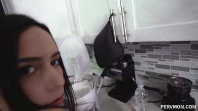 Mom Helps Me How To Last Longer And Let Me Cum In Her Pussy Right In The Middle Of The Kitchen