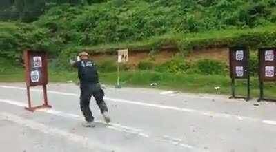 Two VAT69 operators practice their CQB Pistol Drills for an upcoming demonstration
