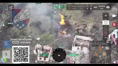 UA FPV hit RU dugout with infantry & something very flammable [NSFW]