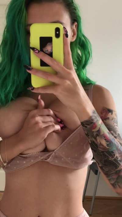 Playing with my naturally soft tits feels nice