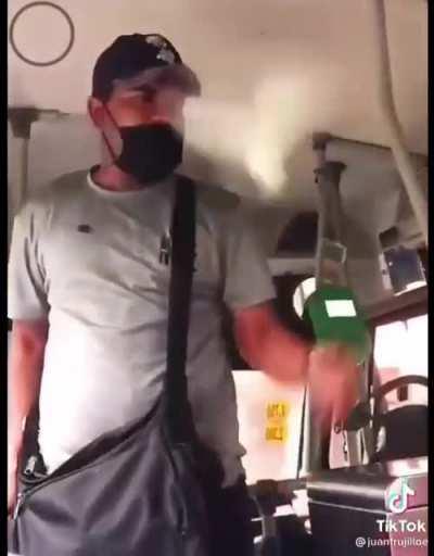 Doing a trick on the bus (in Spanish) See it until the end.