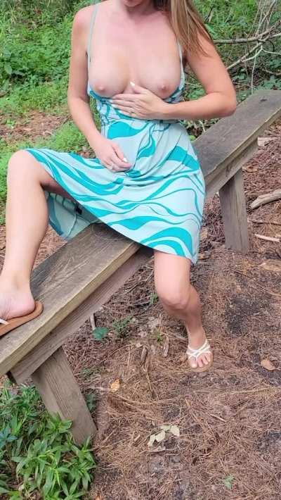 Getting frisky on the disc golf course...