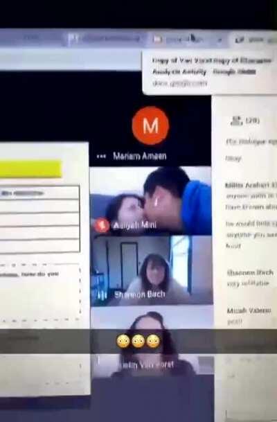 Girl forgets to turn off her webcam during class