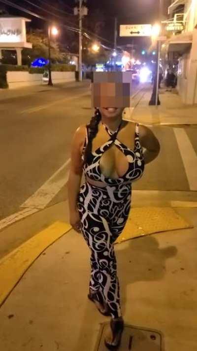 Having an Asian wardrobe malfunction on the sidewalk...Oops