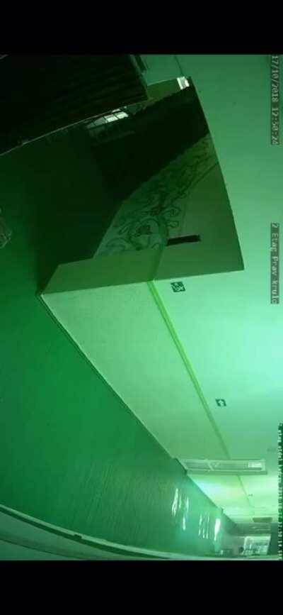 Footage of the Kerch Polytechnic College massacre as Vladislav Roslyakov shoots and kills 20 people with a pump action shotgun wearing a copycat outfit to Eric Harris in the Columbine Highschool shooting in 1999 before taking his own life off security cam