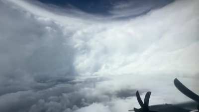 View from a USAF C-130 J Hercules flying inside the eye of a now monster Category 5 Hurricane Melissa that’s heading towards Jamaica