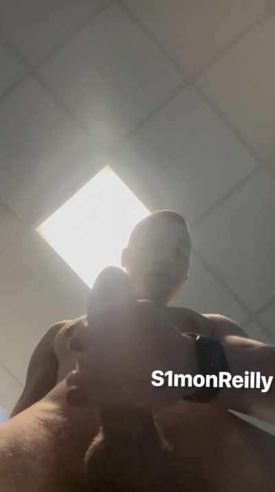 Risky cumshot in gym locker room. Wanna join?