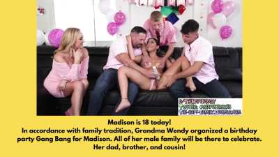 A family gang bang for her 18th birthday!